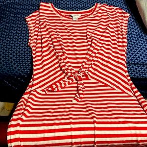 Liz Claiborne red and white striped dress